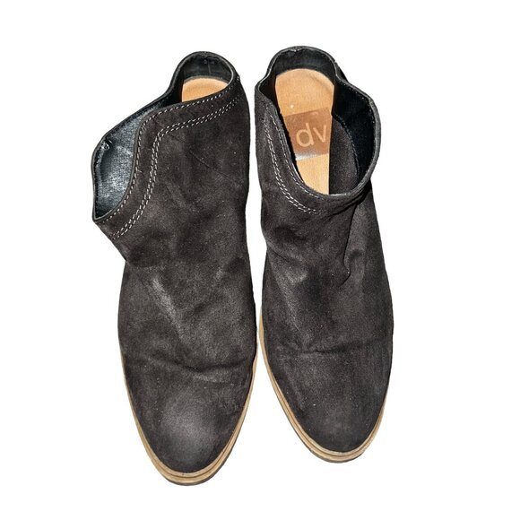 dv by Dolce Vita Suede Mules with 3" Chunky Wooden Heel Sz 6 Womens Grey - Picture 16 of 16